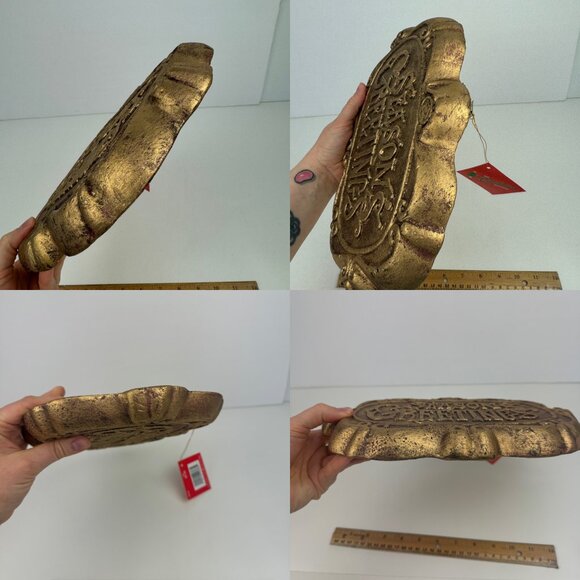 Vtg 95 Seasons Greetings Christmas Holiday Lightweight Foam Sign Gold Color Deco - Picture 5 of 11